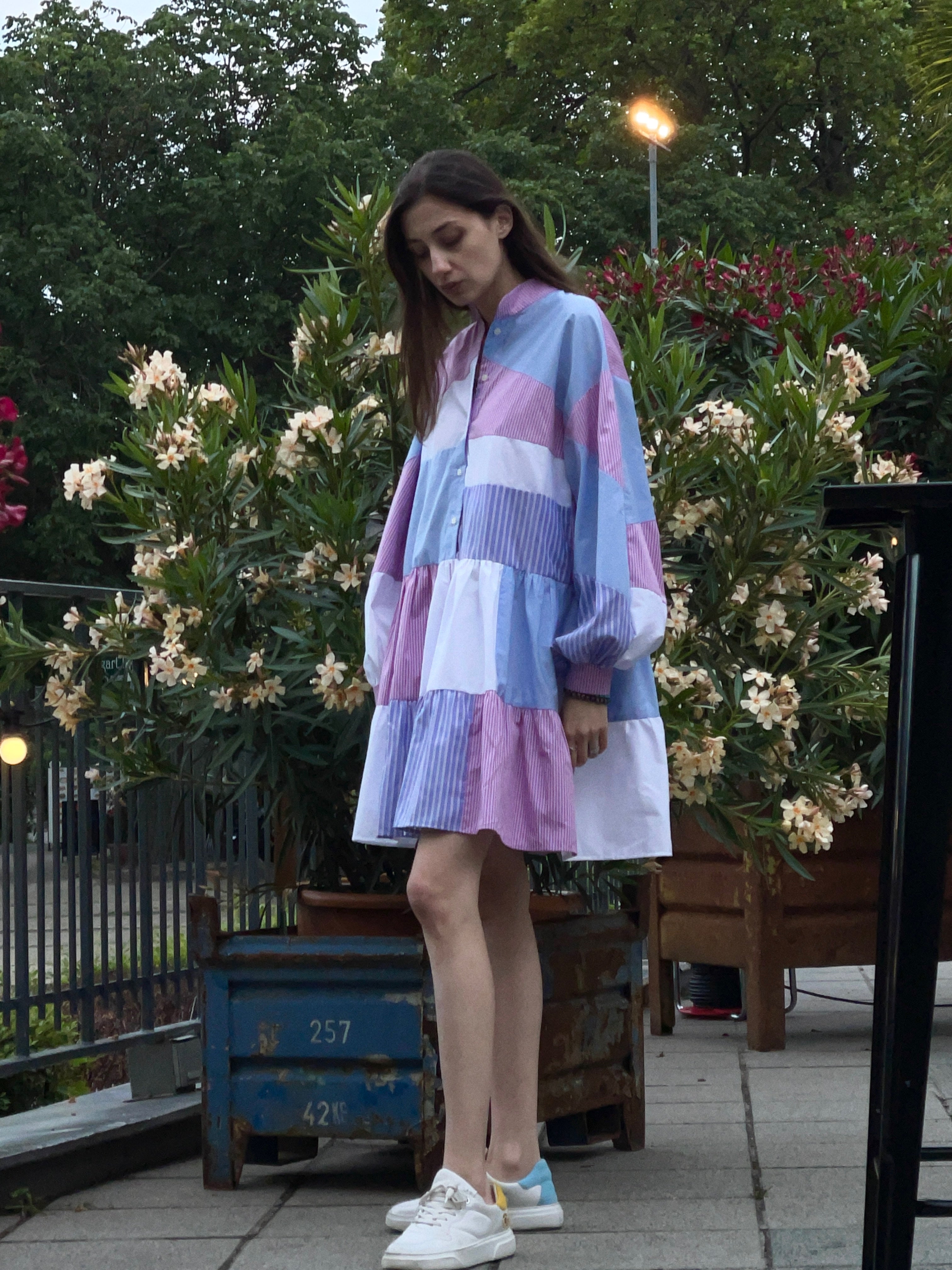 pink and blue spring dress Girls Bright Pink Blue Tropical Ruffle Spring Summer Dress